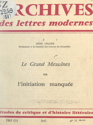 cover image of Le Grand Meaulnes ou l'initiation manquée